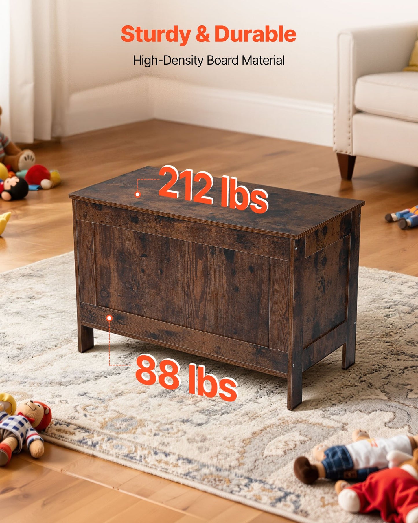 Kids Storage Bench/Toy Box Chest, Brown