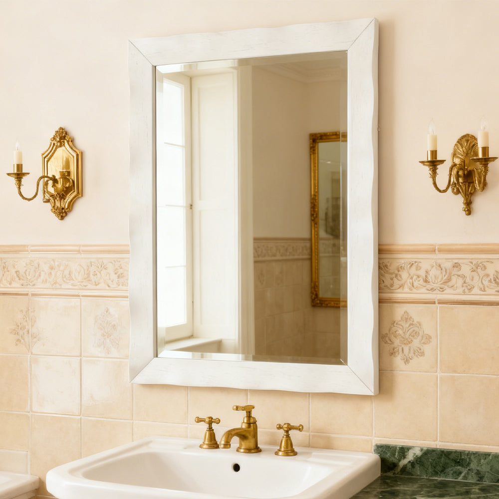 41.5 x 28 Inches Farmhouse Wall Mirror with Solid Wood Frame