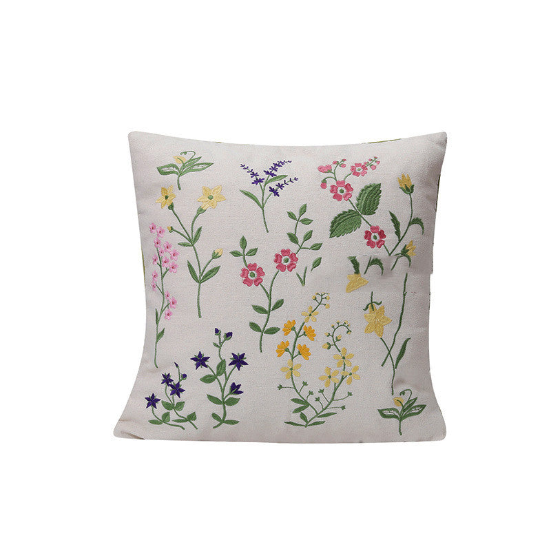 Home Embroidery Plants and Flowers Pillowcase