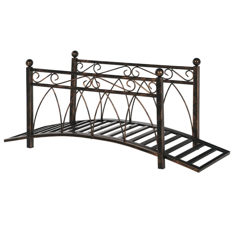 Metal Arch Garden Bridge with Safety Siderails
