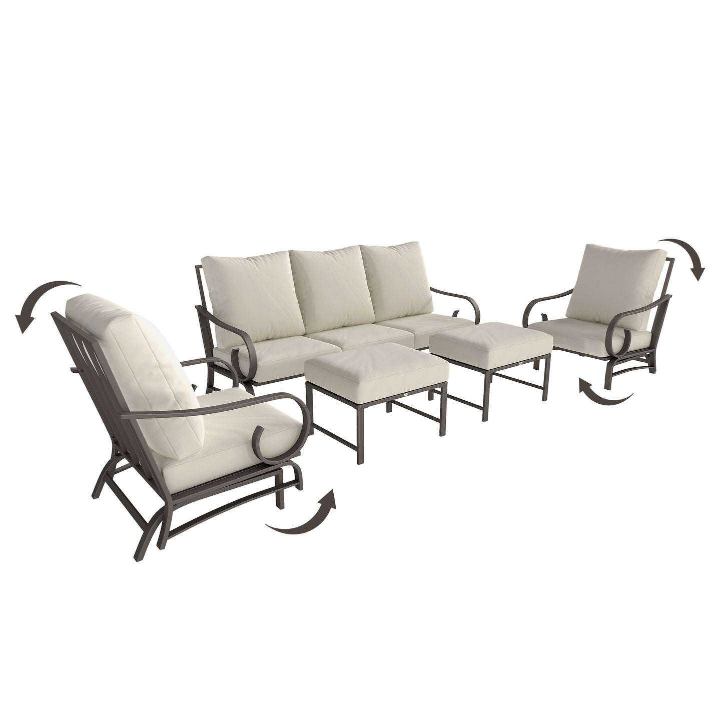 5 Piece Backyard Patio Furniture Set, Beige