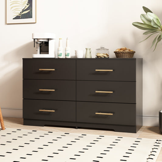 Large 6 Drawer Dresser with Golden Handle