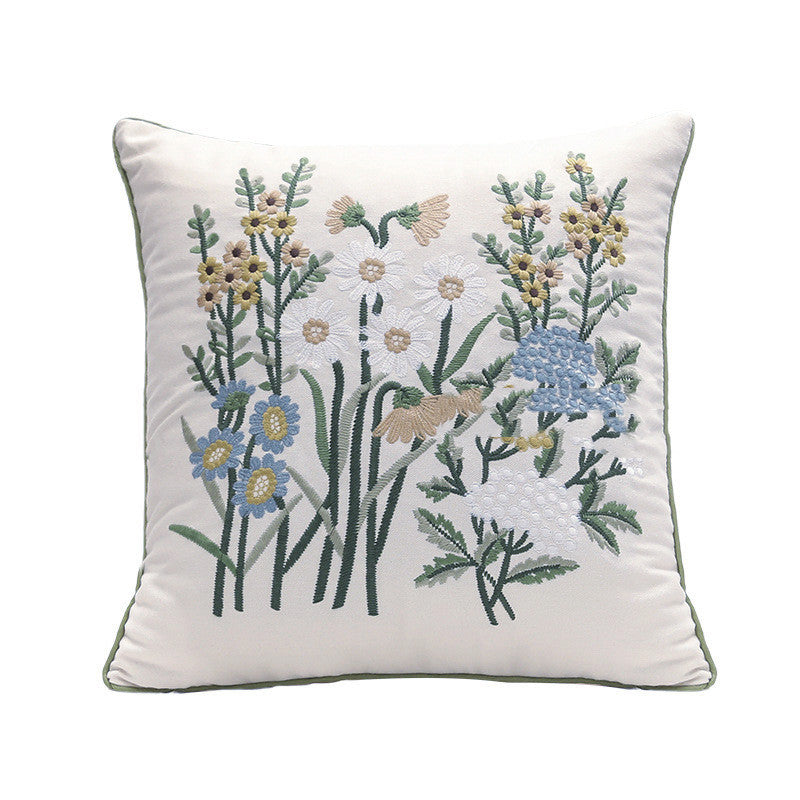 Home Embroidery Plants and Flowers Pillowcase