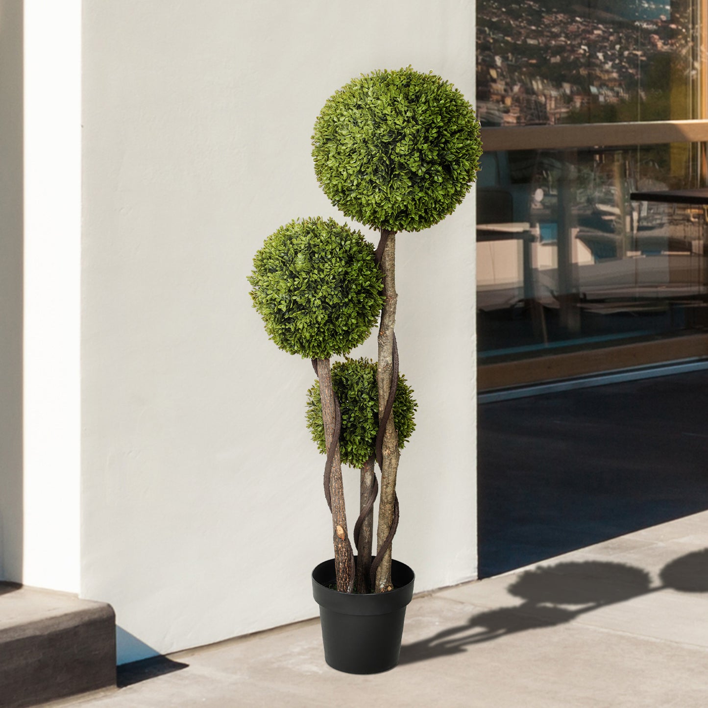 45.3" Artificial Ball Boxwood Topiary