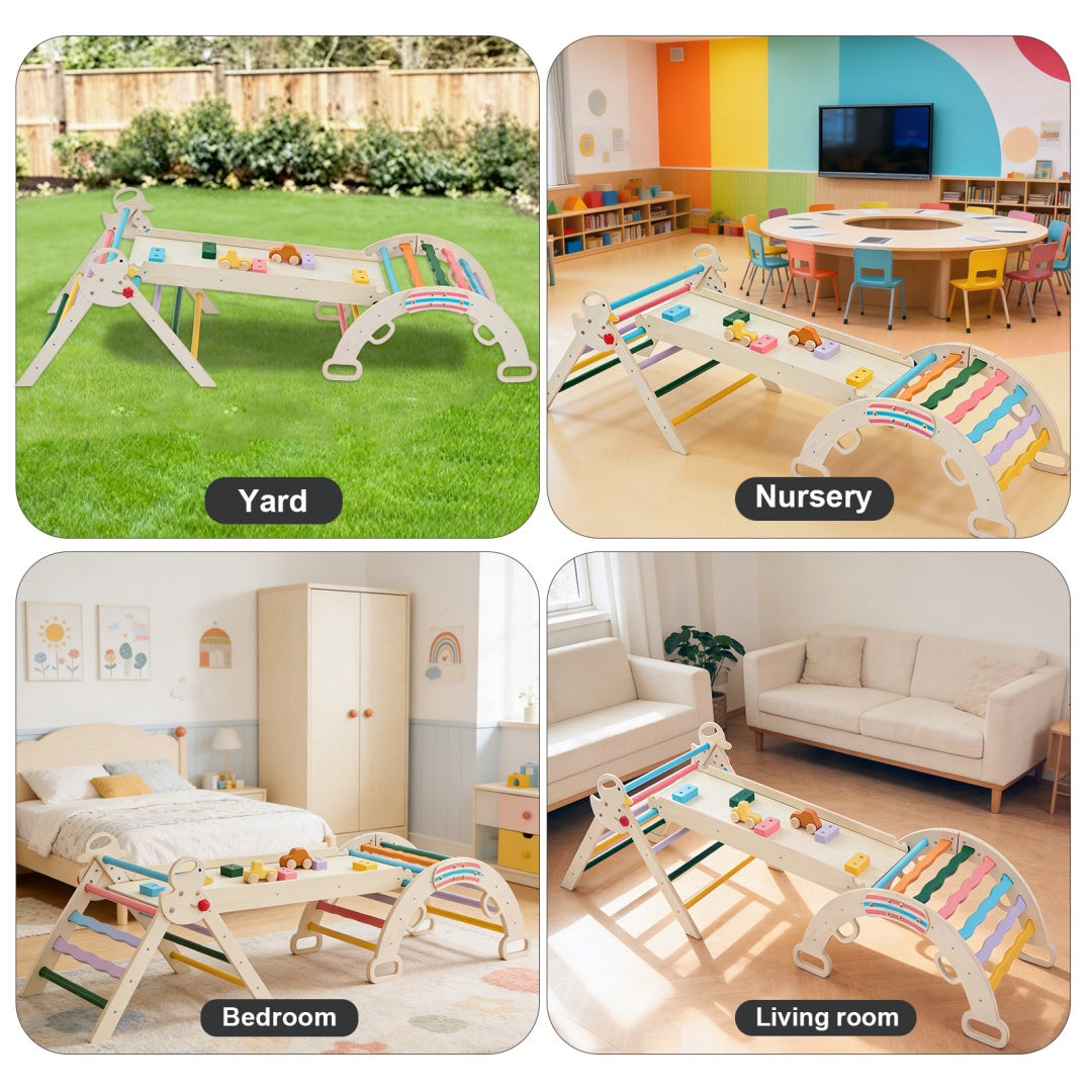 9-in-1 Wooden Indoor Foldable Children's Climbing Frame