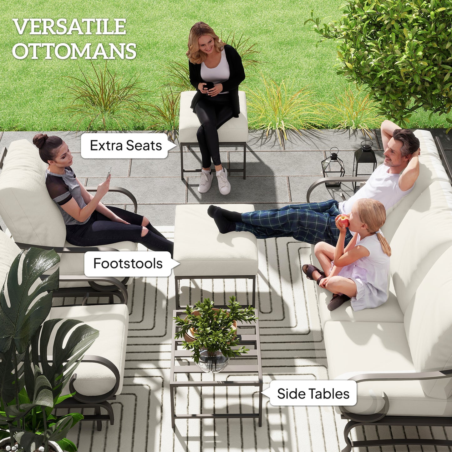 5 Piece Backyard Patio Furniture Set, Beige