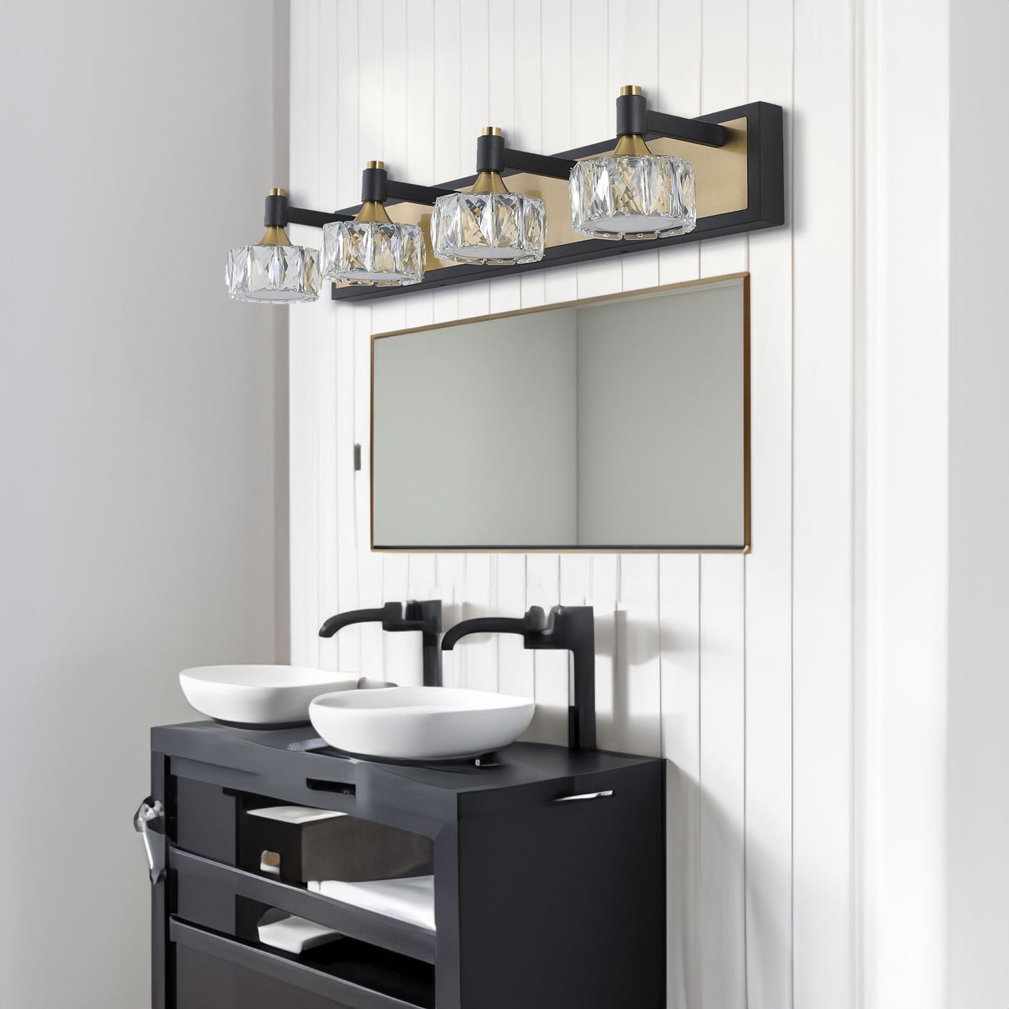 LED 4-Light Modern Crystal Bathroom Vanity Light Fixture