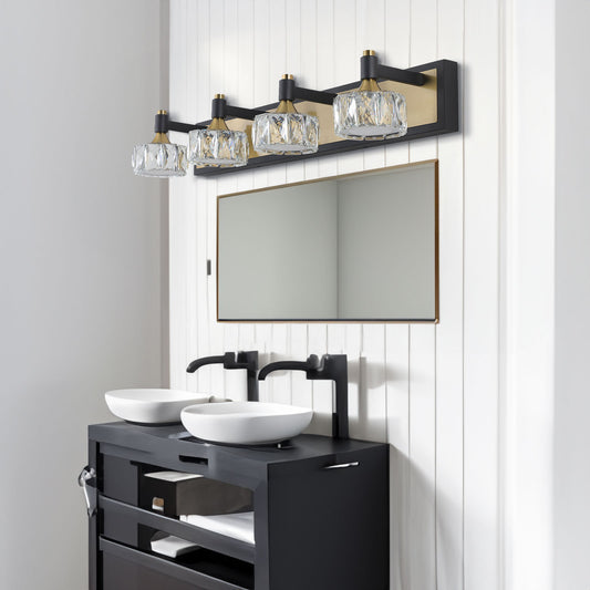 LED 4-Light Modern Crystal Bathroom Vanity Light Fixture