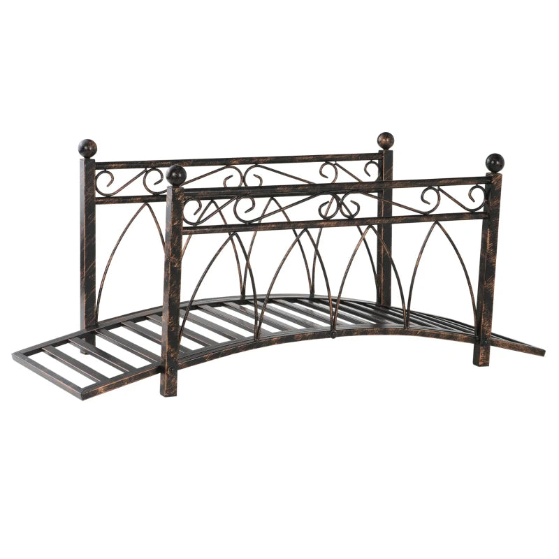 Metal Arch Garden Bridge with Safety Siderails