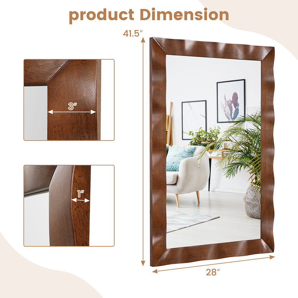 41.5 x 28 Inches Farmhouse Wall Mirror with Solid Wood Frame