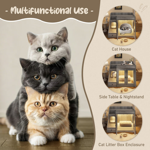 Cat Litter Box Enclosure with Light