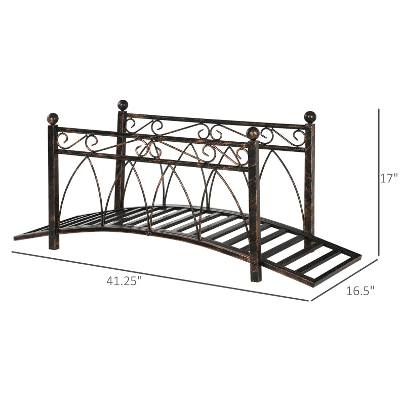 Metal Arch Garden Bridge with Safety Siderails