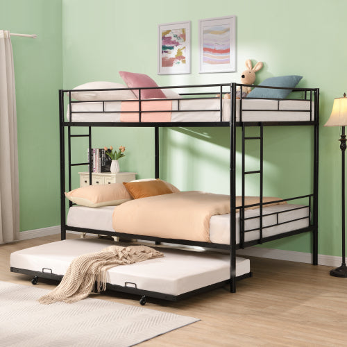 Full Over Full with Trundle Metal Bunk Bed