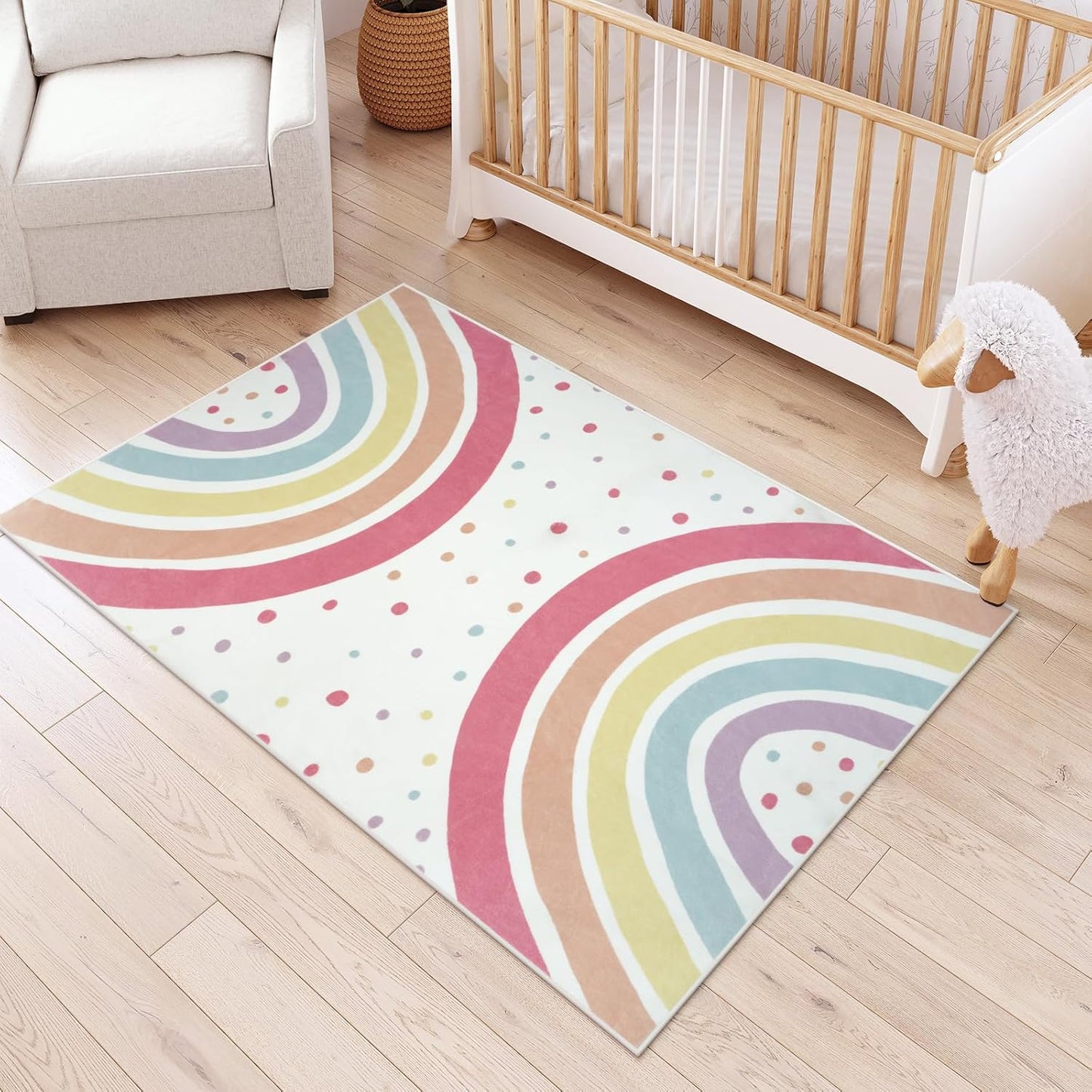Washable 3x5 Rainbow Rug for Children's Room/Nursery