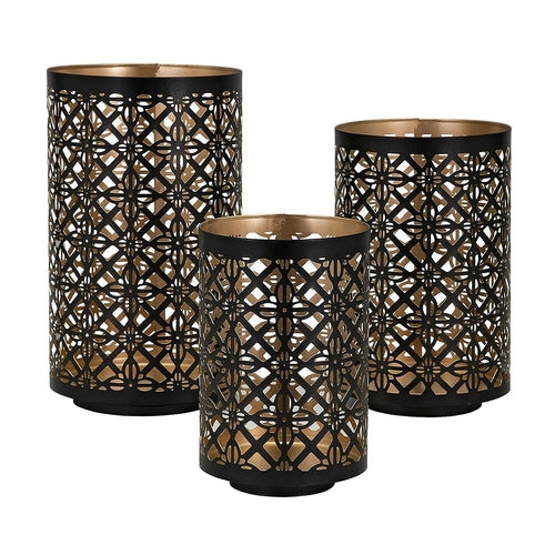 Set of 3 Helena Pierced Metal Lanterns