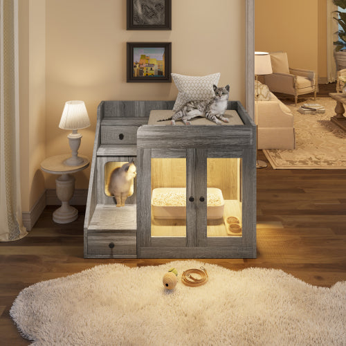 Cat Litter Box Enclosure with Light