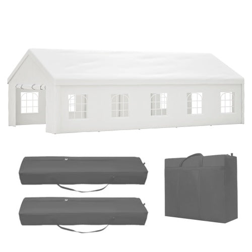 16x32FT Heavy Duty Outdoor Party Tent with 3 Storage Bags & Removable Sidewalls