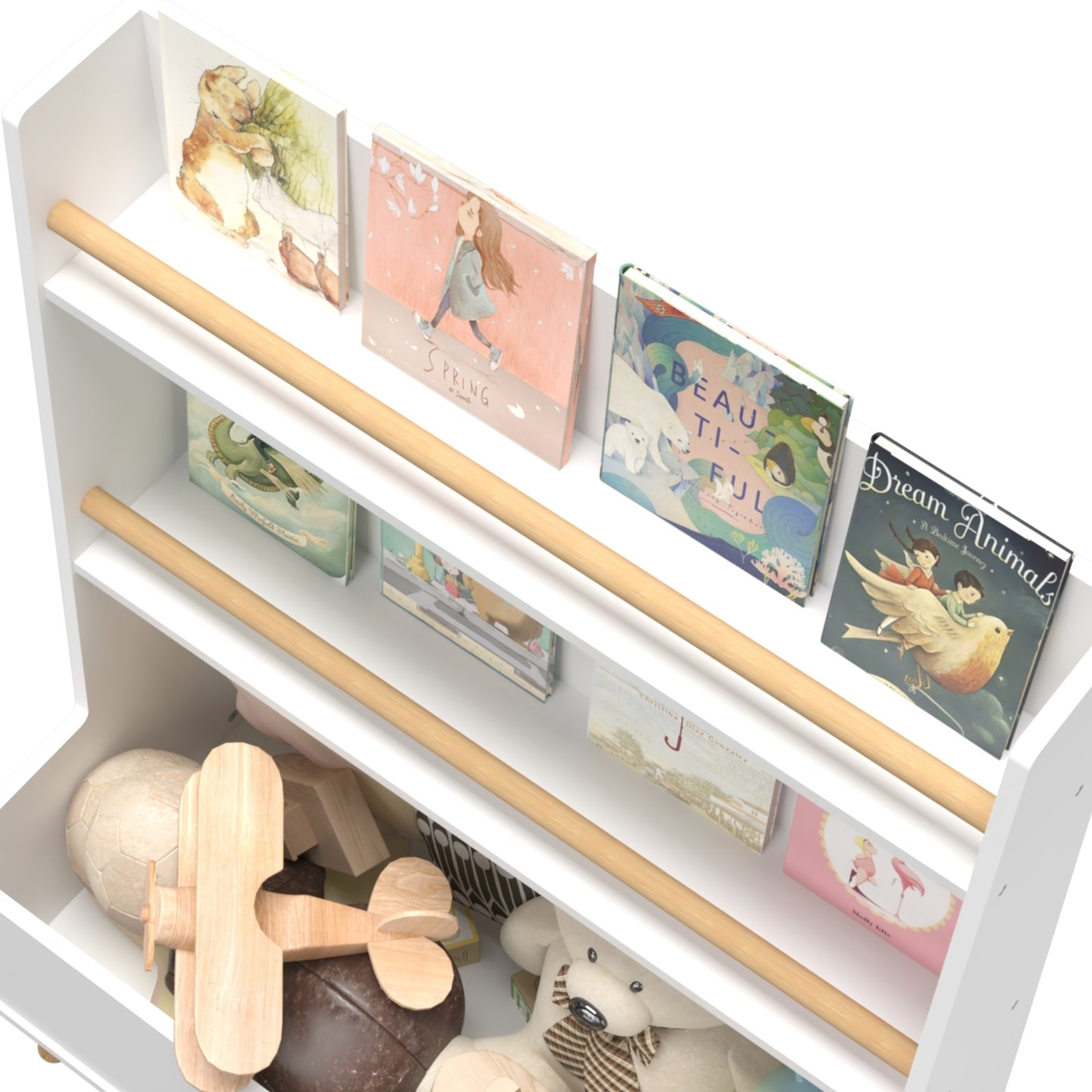 Kids Bookshelf - Toy Storage Cabinet Organizer, White
