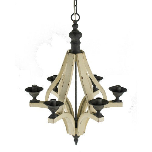 6-Light Wood Chandelier with Adjustable Chain