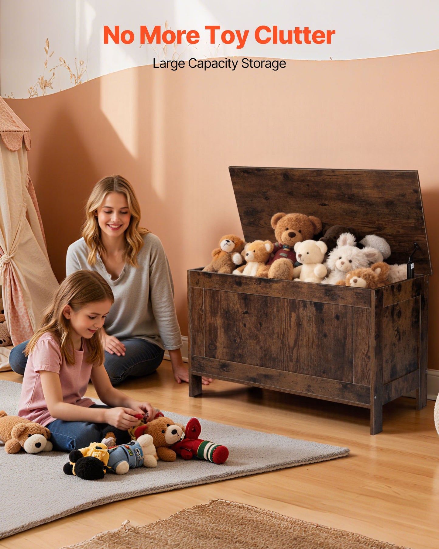 Kids Storage Bench/Toy Box Chest, Brown