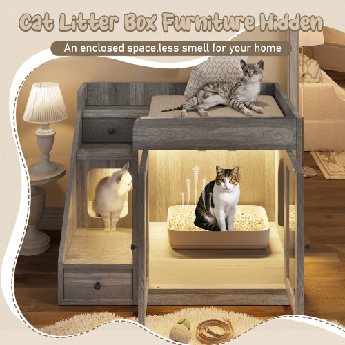 Cat Litter Box Enclosure with Light