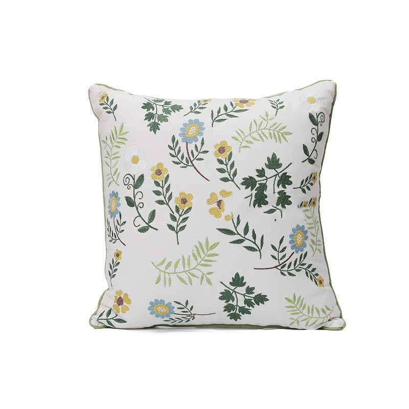 Home Embroidery Plants and Flowers Pillowcase