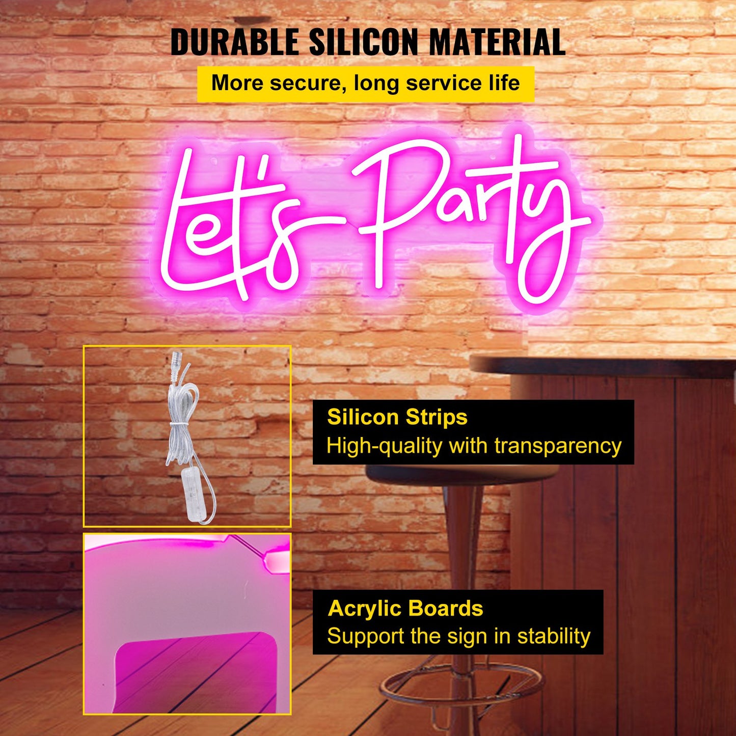 Let's Party Neon Sign, 23"X10"