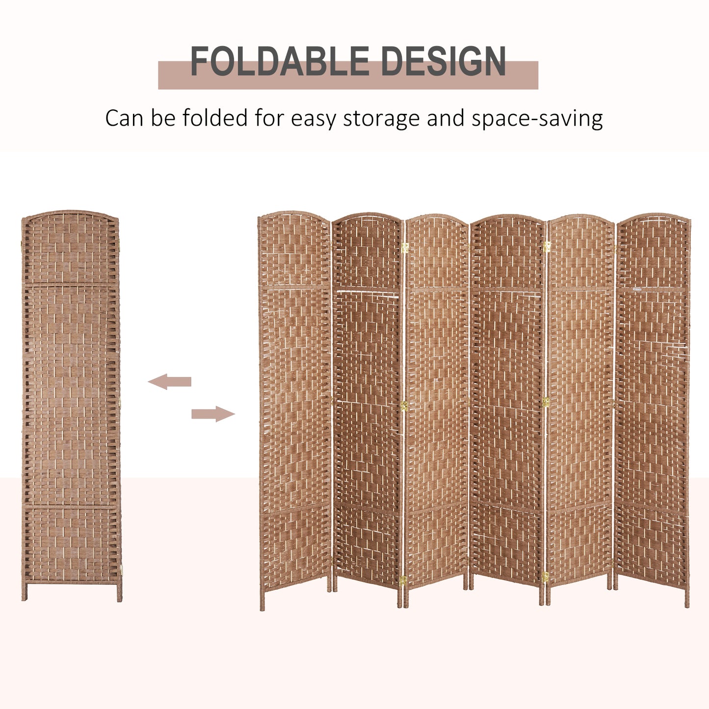 6 Panel Wicker Room Divider, 6' Tall