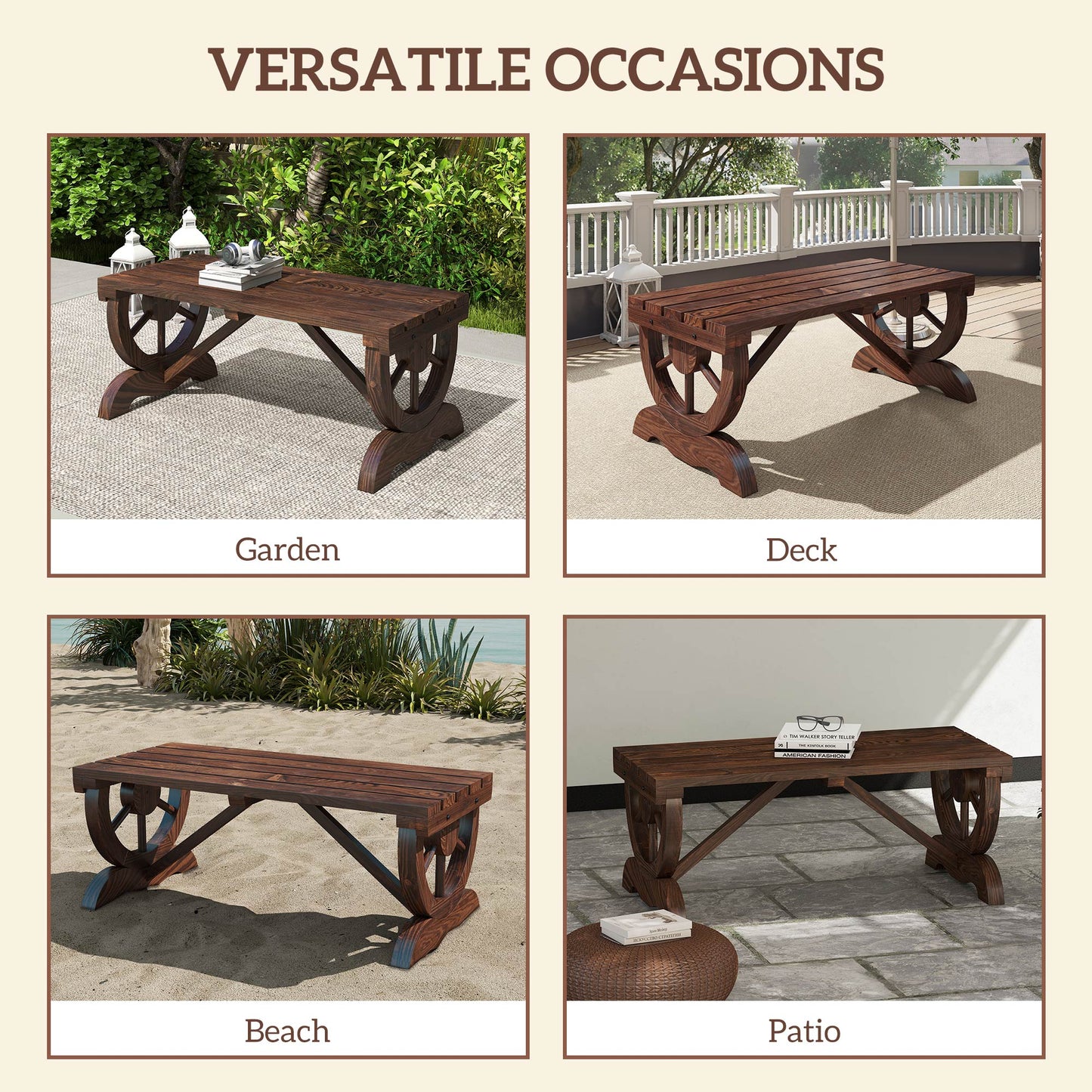 2-Person Wooden Garden Bench