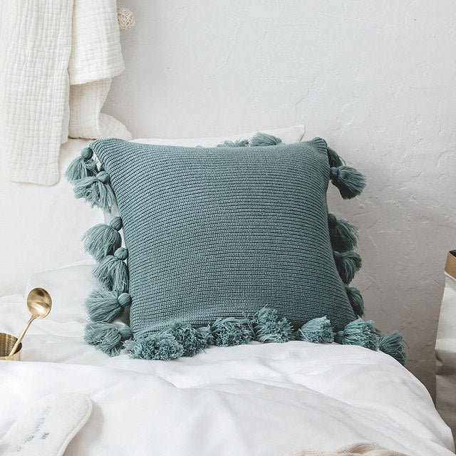 Solid Color Fringe Side Pillow