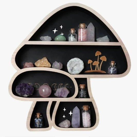 Wall - mounted Wooden Floating Mushroom Shelf