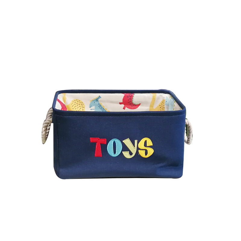 Canvas Folding Embroidery Cartoon Dinosaur Storage Basket