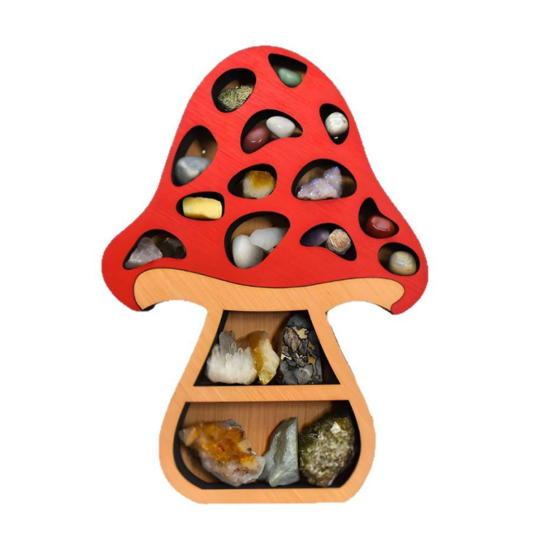 Wall - mounted Wooden Floating Mushroom Shelf