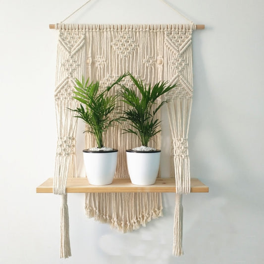 Macrame Plant Hanger with Shelf