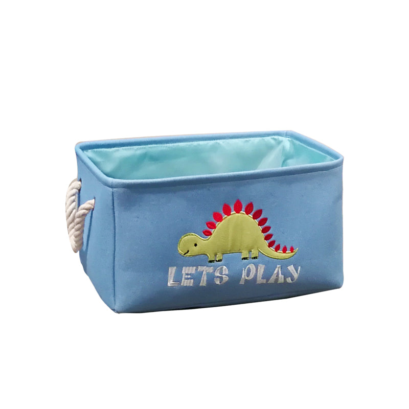 Canvas Folding Embroidery Cartoon Dinosaur Storage Basket