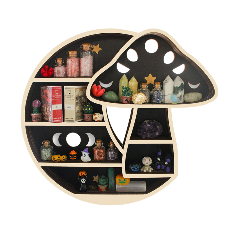 Wall - mounted Wooden Floating Mushroom Shelf