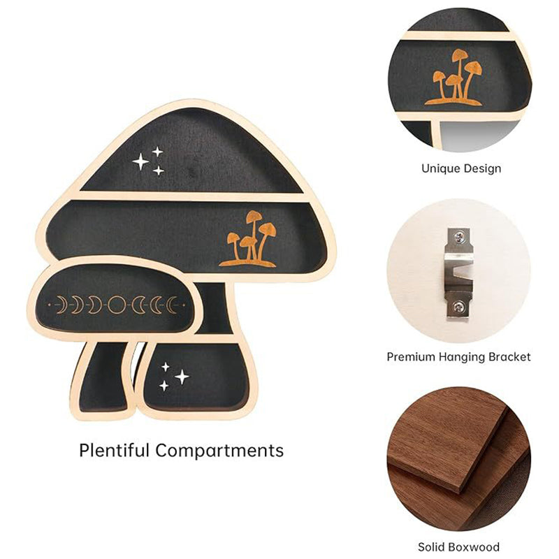 Wall - mounted Wooden Floating Mushroom Shelf
