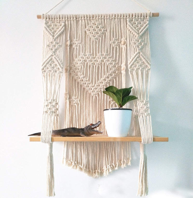 Macrame Plant Hanger with Shelf