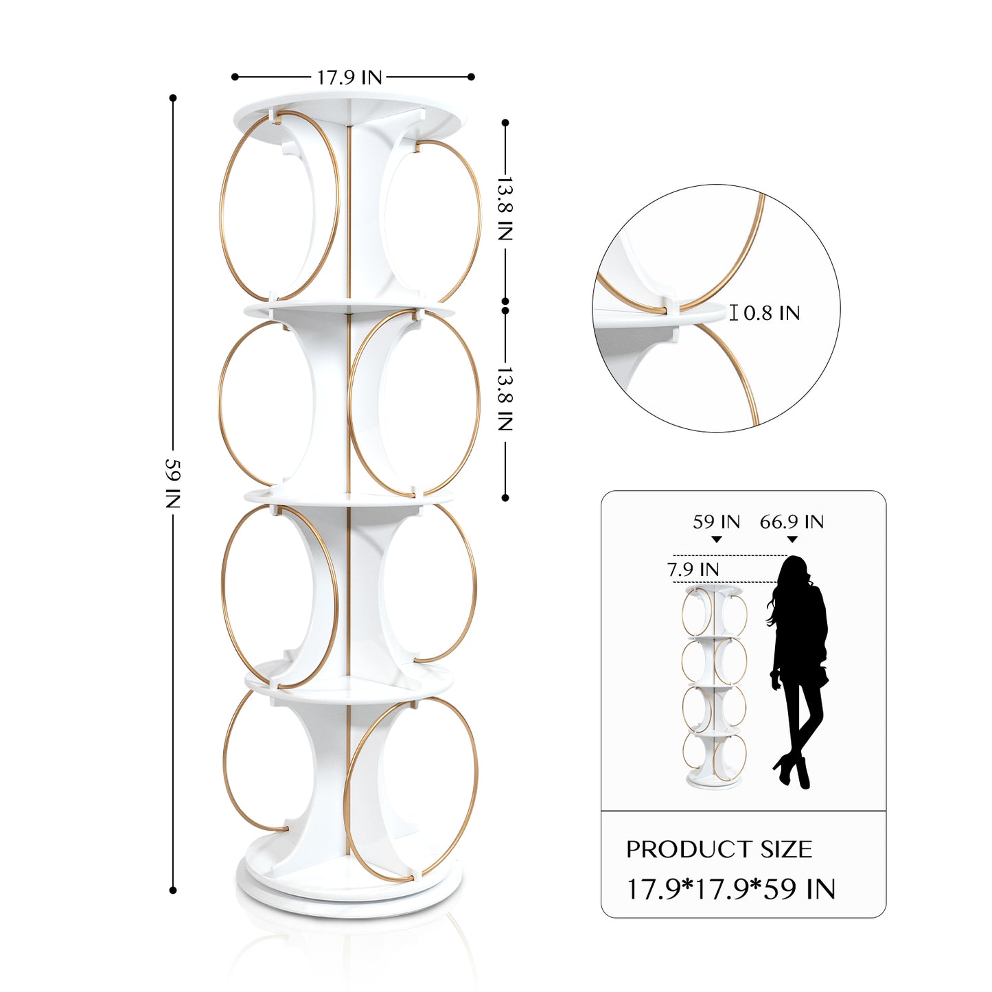 4-layer floor standing organizer, 360 ° rotation