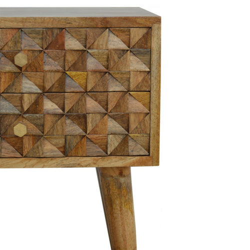 Diamond Carved Side Table with 2 Drawers