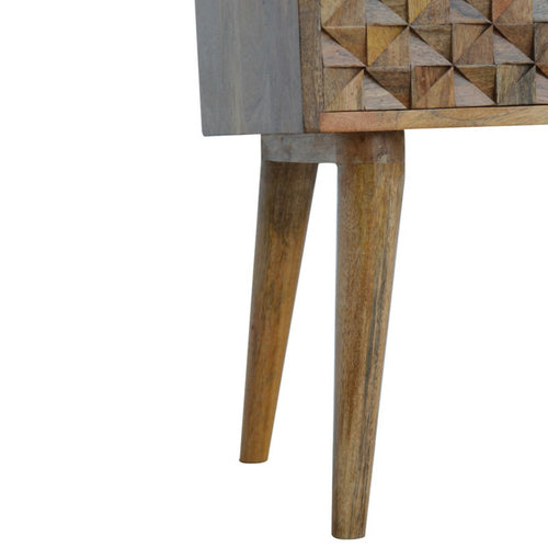 Diamond Carved Side Table with 2 Drawers