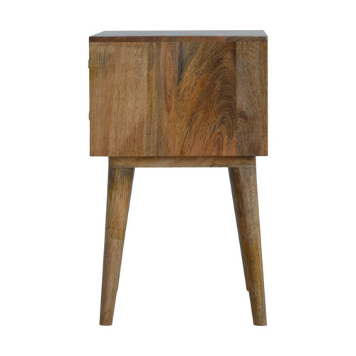 Diamond Carved Side Table with 2 Drawers