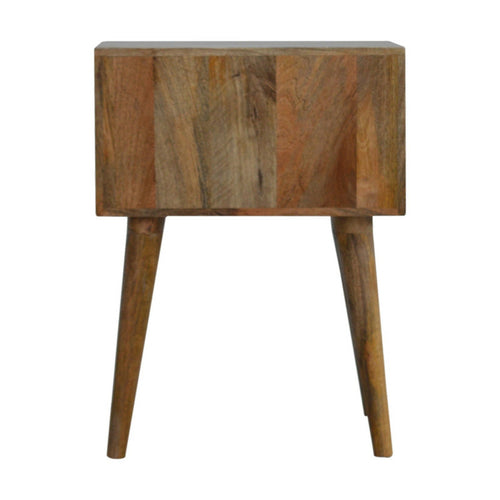 Diamond Carved Side Table with 2 Drawers