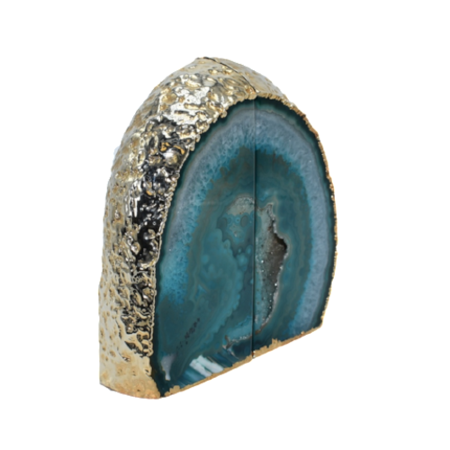 Agate Bookend Gold Electroplated