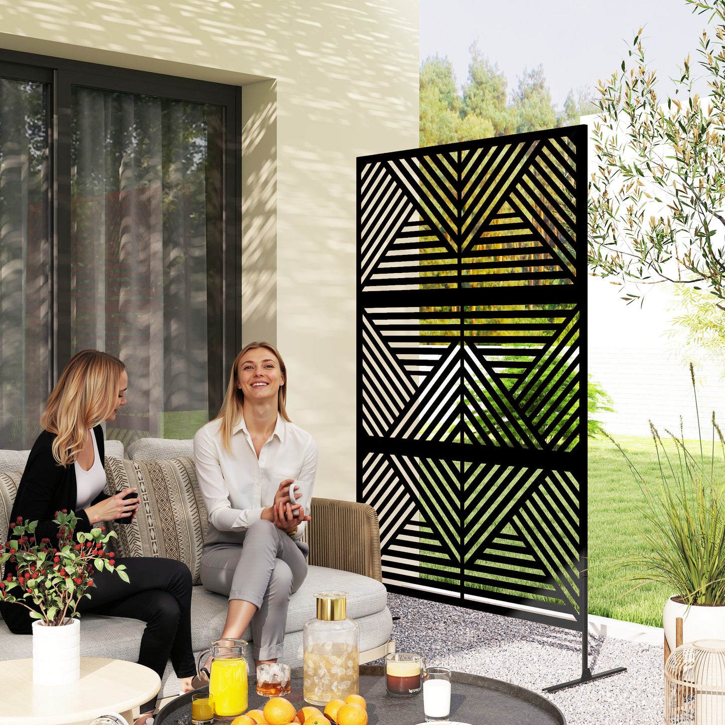 Metal Outdoor Privacy Screen Climbing Plant Trellis with Stand