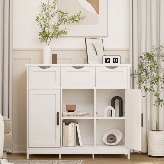 White Storage Cabinet with Drawers