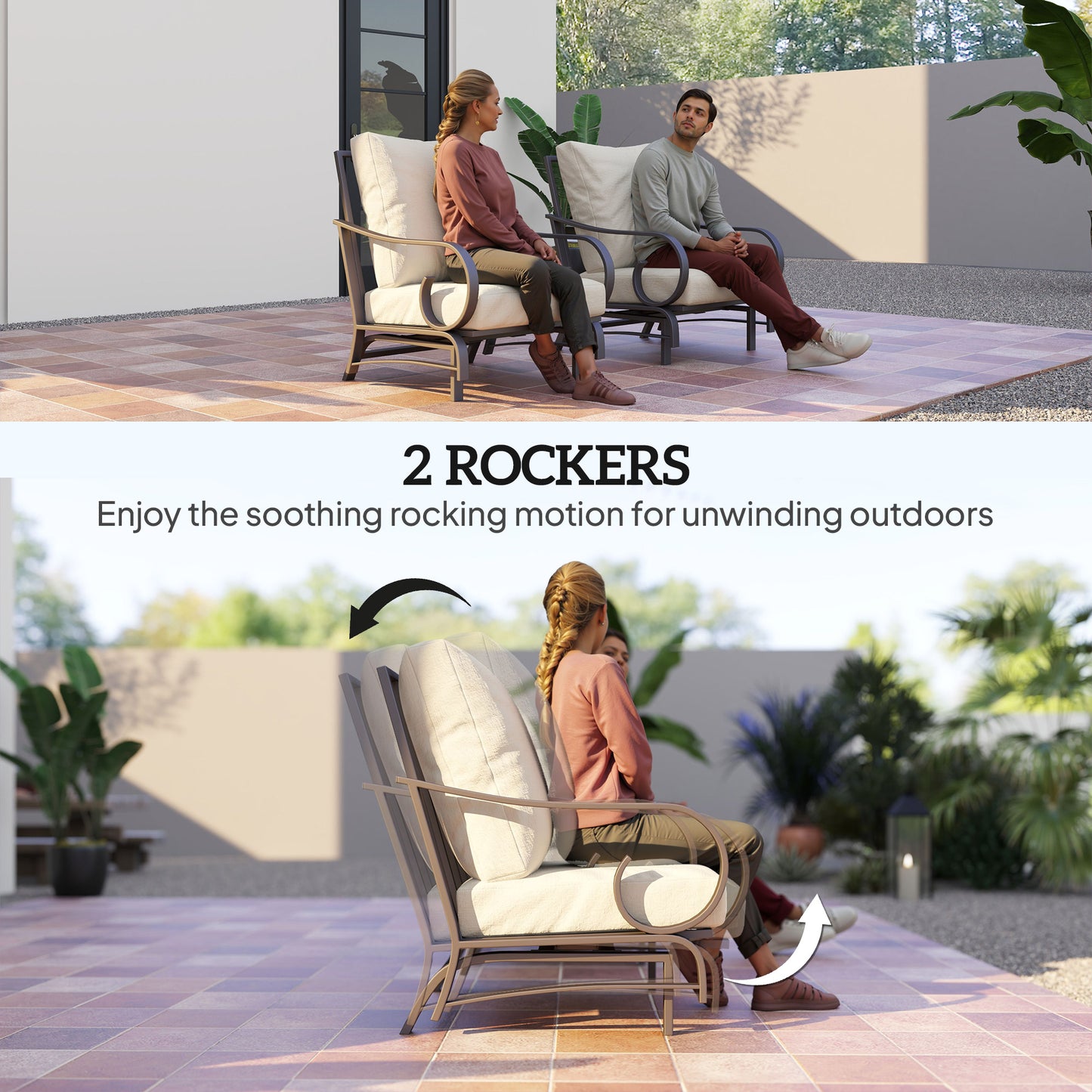 5 Piece Backyard Patio Furniture Set, Beige