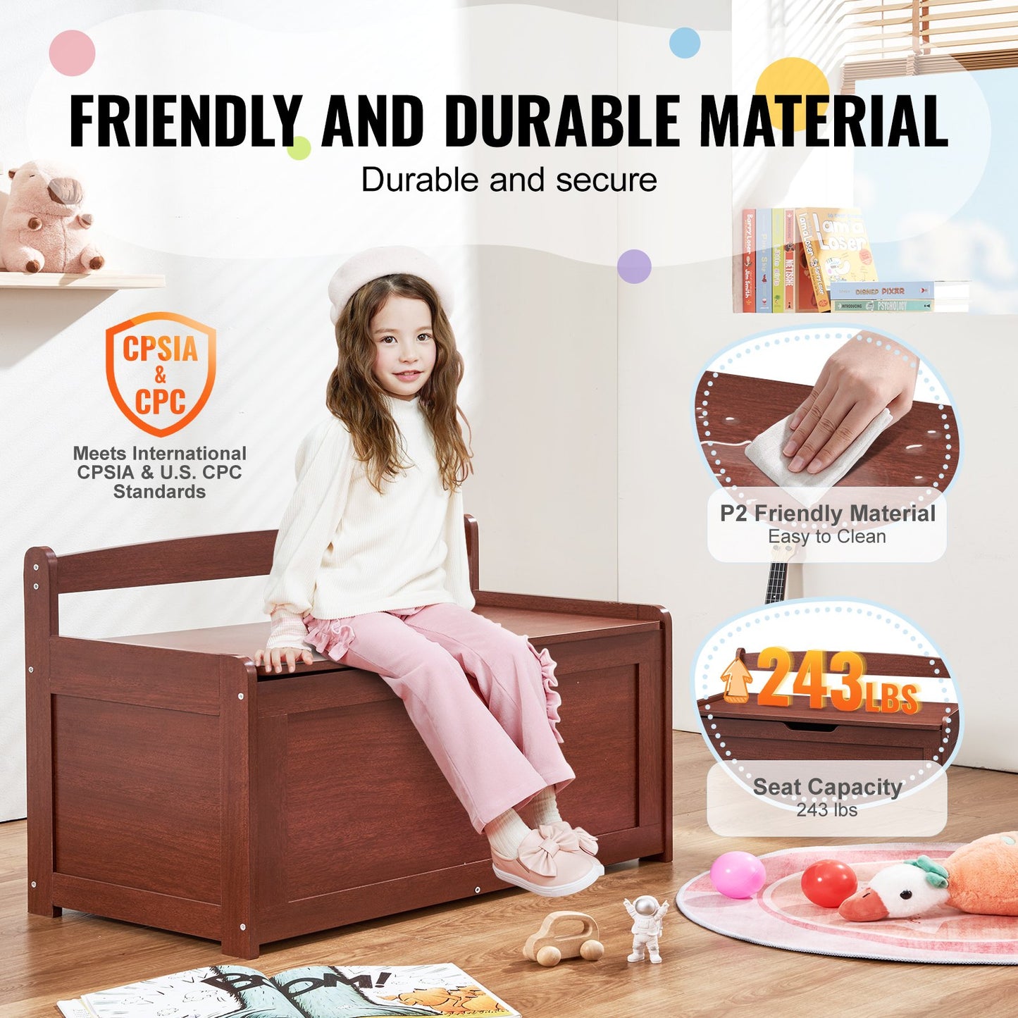 Wooden Toy Chest for Kids