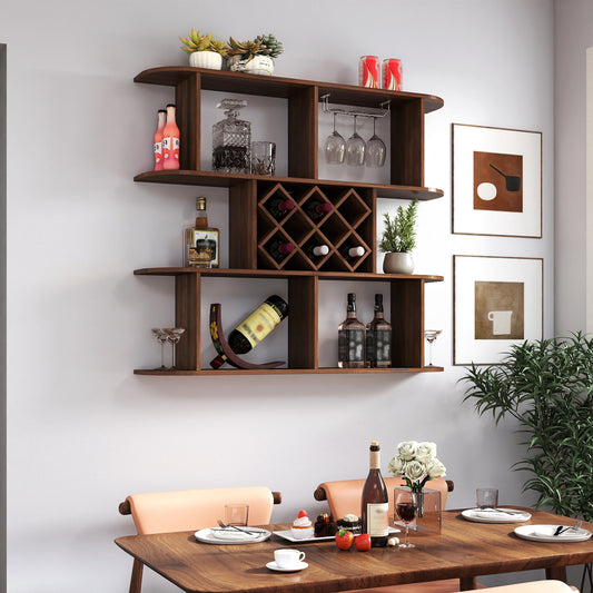 Large Wall Mounted 3 Tier  Rustic Bottle Wine Rack