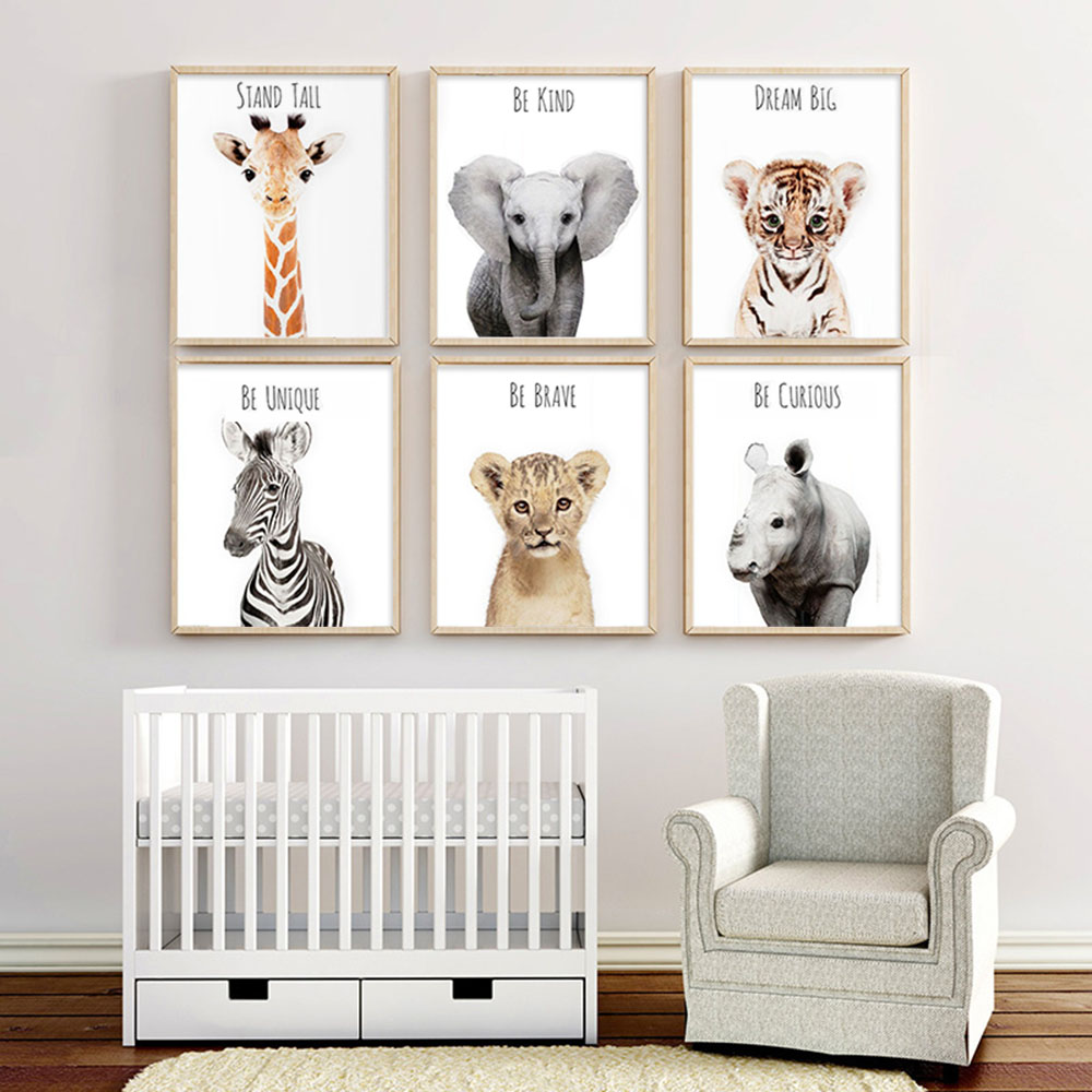 Children's Wall Art, Safari Animals